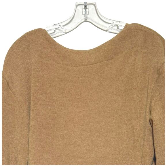 Anthropologie Tan Cropped Twist Front V-Neck Long Sleeves Sweater Size M - Picture 7 of 9